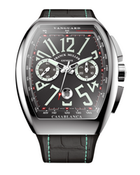 Franck Muller Vanguard Casablanca 41mm, black and white dial, black leather strap