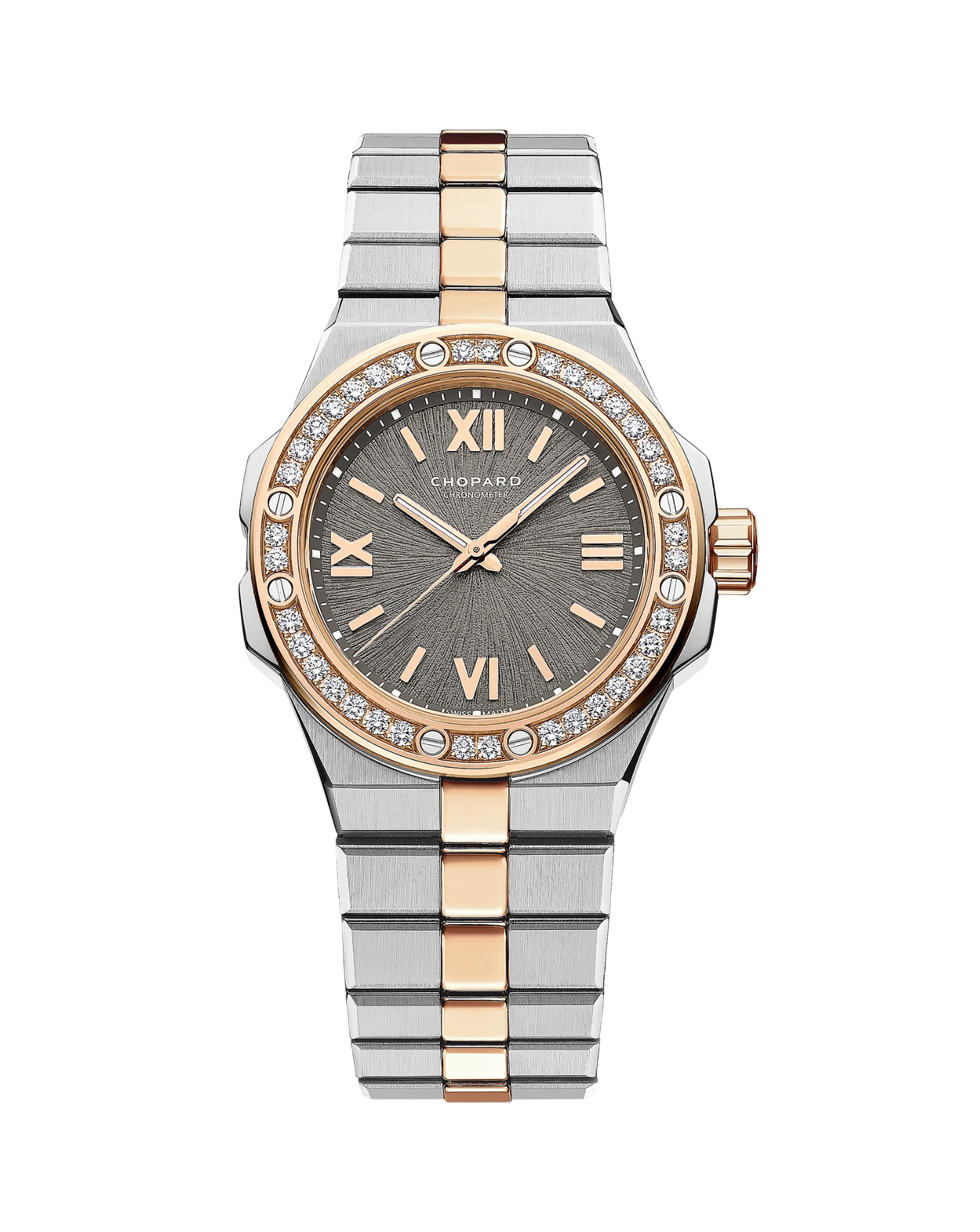 Chopard Alpine Eagle 33mm, automatic, ethical rose gold, Lucent Steel, diamonds
