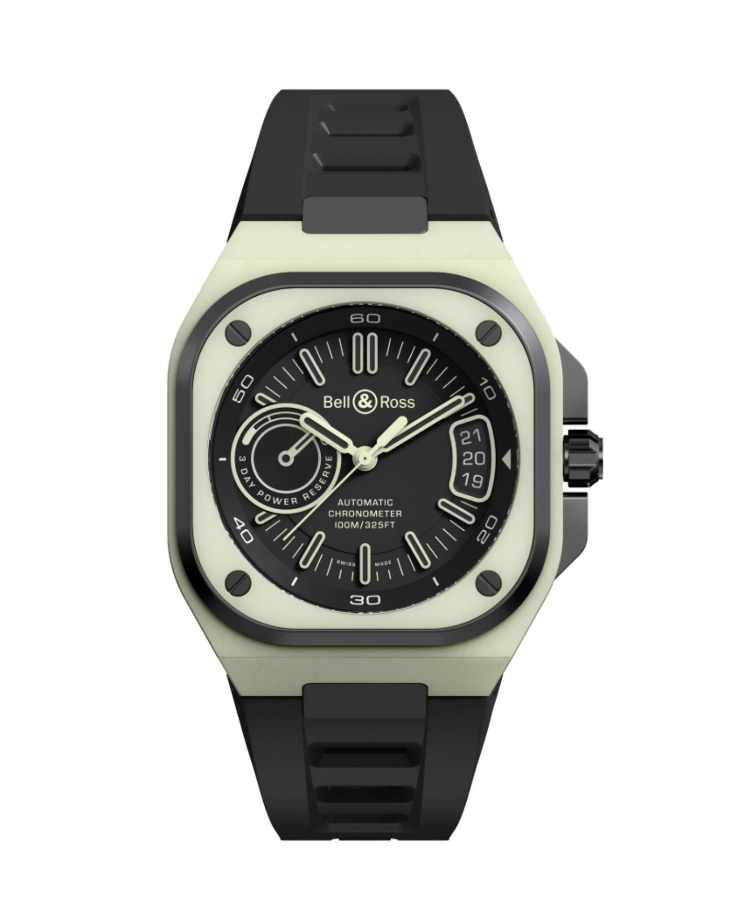 Bell & Ross BR-X5 Green Lum 41mm on rubber strap
